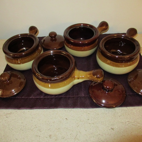 Crock stoneware 2 tone brown dip individual casserole with lid - Picture 2 of 8